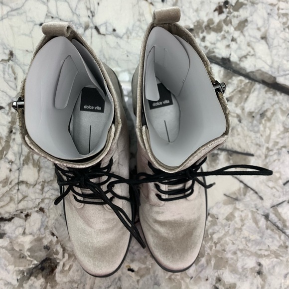 Dolce Vita silver velvet PATRIK combat boot sz 8 - Picture 6 of 9